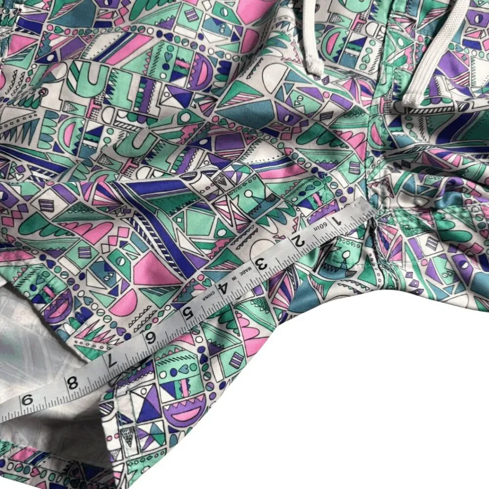 PullIn Men's Geometric Print Stretch Drawstring Swim Trunks Green‎ Size 32